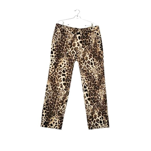 Carmen Marc Valvo Pants - CARMEN MARC VALVO Leopard Print Pants Sz XL Pull On Elastic Waistband